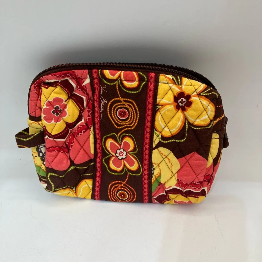 Vera Bradley Yellow and Brown Cosmetic Bag - Picture 8 of 13